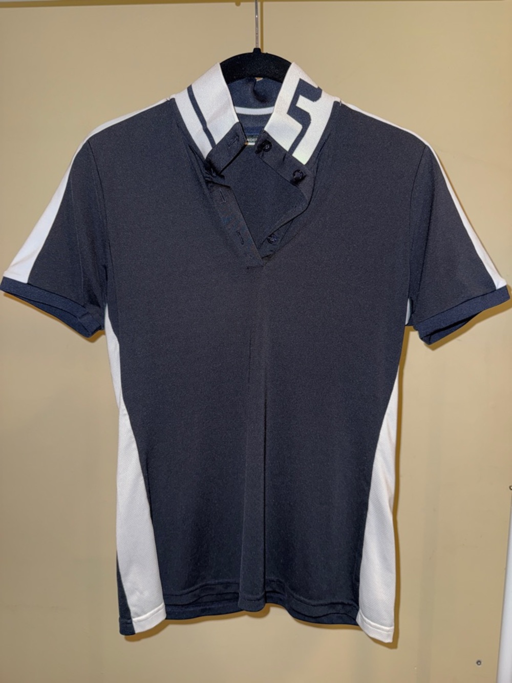J.Lindeberg Navy & White Short Sleeve Polo with Contrasting Collar